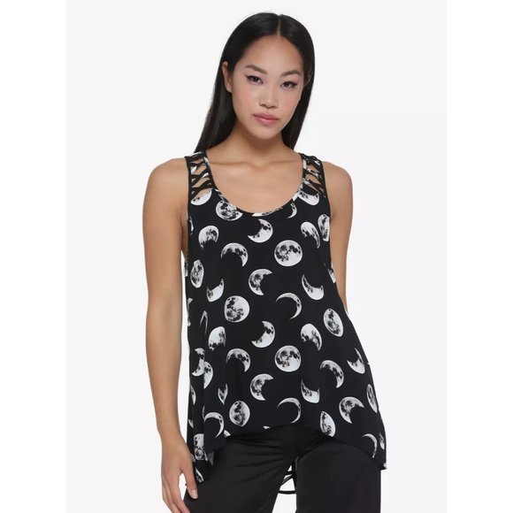 Hot Topic Moon Phases Tank Top Lace-Up Back Grunge Witchy Aesthetic Size Small - Picture 4 of 13